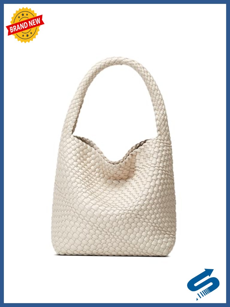 Handwoven Vegan Leather Tote Bag With Magnetic Closure For Women